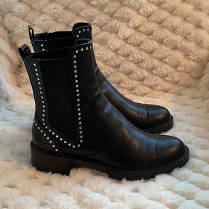 Zara Black Ankle Boots with Silver Studs